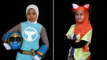 Cosplayers attend the "Hijab Cosplay" event in Subang Jaya, outside of Kuala Lumpur, on April 29, 2017. (AFP)