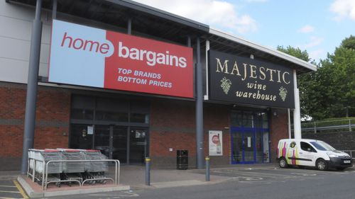 A general view of the Home Bargains store where the acid attack on a young boy took place in Worcester, England.