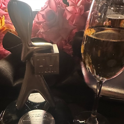 Jelena Dokic celebrates her 2025 Logies win