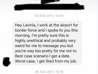 Sydney model asked out by airport worker.