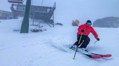 Higher ski resorts picked up a few cetimetres of snow. (Mt Hotham via Twitter)