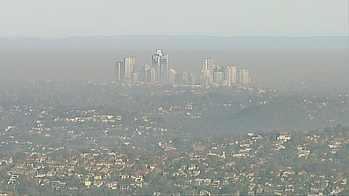 The haze extended across large parts of Sydney. Picture: 9News