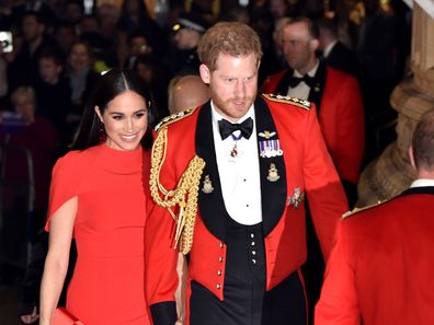  Duke of Sussex and Meghan, Duchess of Sussex arrive to attend the Mountbatten Music Festival at Royal Albert Hall 