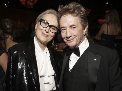 Meryl Streep and Martin Short at the Golden Globe Awards on January 7, 2024.