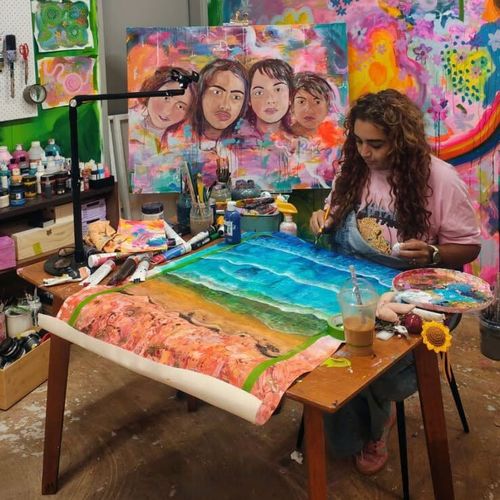 Bobbi Lockyer painting Australia Post story