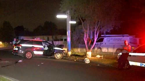 Three police officers were injured in a chase that started at 11.40pm last night in Sydney's south west. 