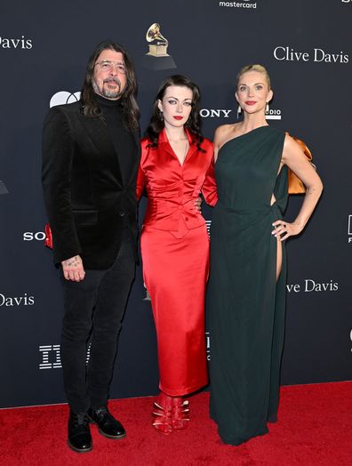 Dave Grohl, Violet Grohl, and Jordyn Blum attend the 68th GRAMMY Awards Pre-GRAMMY Gala 