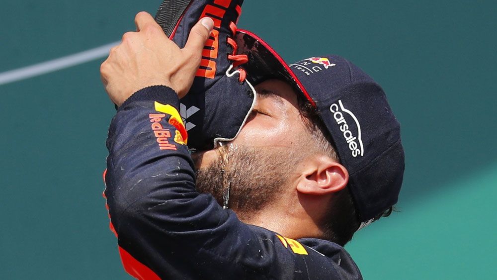 Daniel Ricciardo enjoys success as only he can. (AAP)