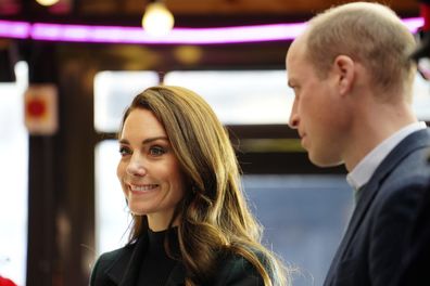 Kate, Princess of Wales, and Prince William arrive for a visit to the Open Door Charity, a charity focused on supporting young adults across Merseyside with their mental health, using culture and creativity as the catalyst for change in Birkenhead, England, Thursday, Jan. 12, 2023 