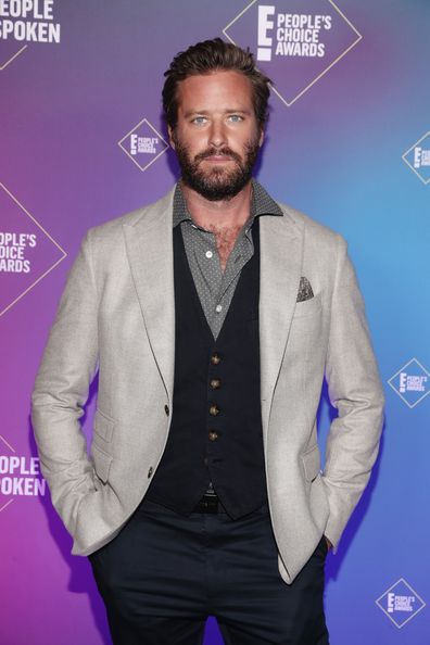 Armie Hammer attends the 2020 E! People's Choice Awards held at the Barker Hangar in Santa Monica, California and on broadcast on Sunday, November 15, 2020. 