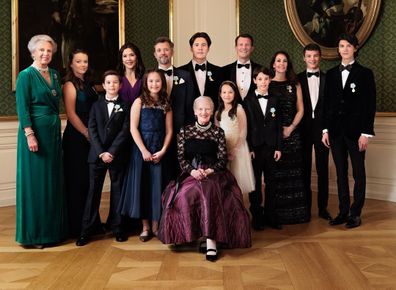 The Danish royal family pose together to celebrate 50 year's since Queen Margrethe ascended to the throne.