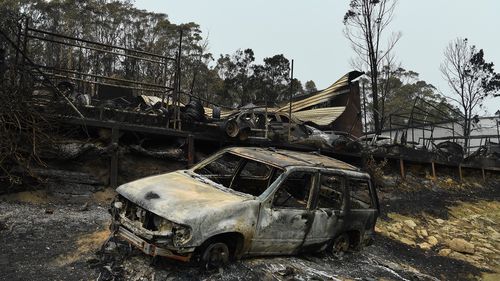 The remains of a car yard in the industrial estate at Batemans Bay.