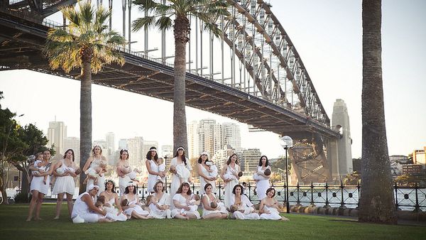 Breast friends: Photographer Sarah Murnane brings nursing mothers together to fight the stigma of public breastfeeding. Image: Facebook