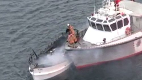 Boat explodes into flames off coast of Adelaide