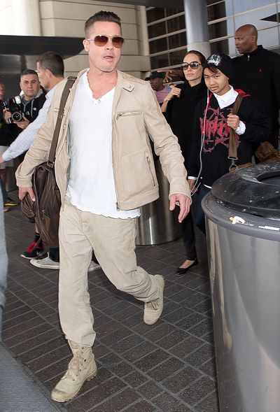 &nbsp;Brad Pitt seen at Los Angeles International airport on February 17, 2014