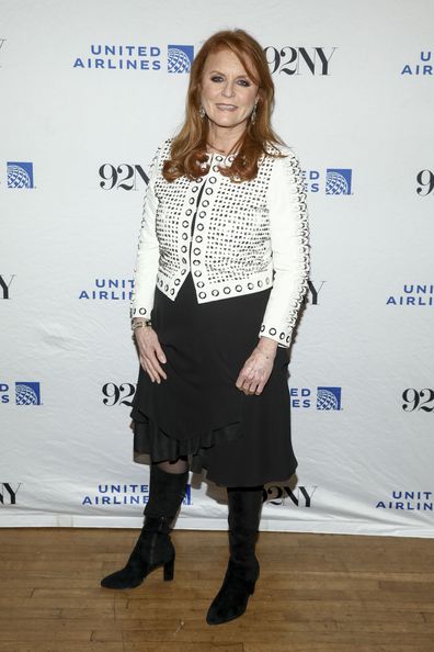 Sarah Ferguson, Duchess of York, poses backstage before discussing her novel "A Most Intriguing Lady" at the 92nd Street Y on Monday, March 6, 2023, in New York. 