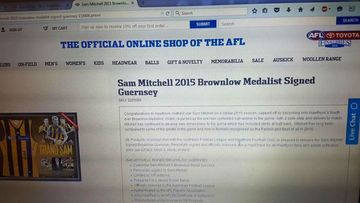 The AFL's official online store had the signed jersey for sale. (Greg Lennox)