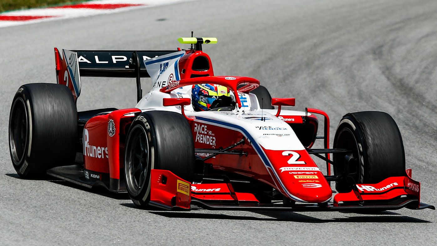 Oscar Piastri during F2 testing in Barcelona.