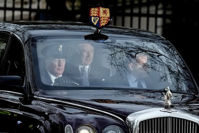 King Charles III leaves Clarence House by car in London, Tuesday, Feb. 6, 2024. 