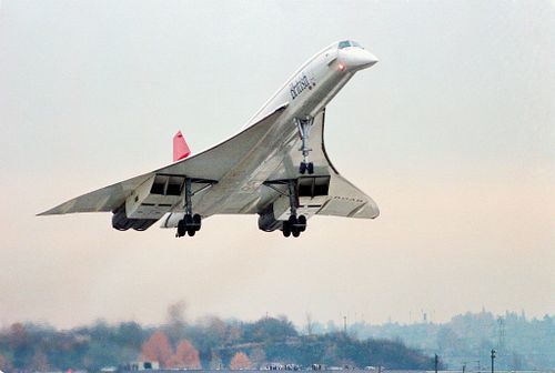 A Concorde comes in to land.