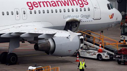An image of a Germanwings Airbus on the tarmac. The black box of Flight 4U9525 revealed the plane was travelling "normally" and the conversation between the pilots was "courteous" for the first 20 minutes of the flight. (AAP)