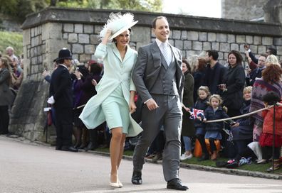 Lady and Lord Frederick Windsor arrive ahead of the wedding of Princess Eugenie to Jack Brooksbank.