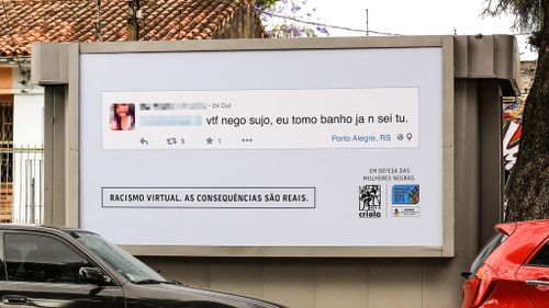 Brazilian group showcases online racism with confronting billboards