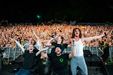 Dylan Alcott photographed on stage at Ability Fest 2021.