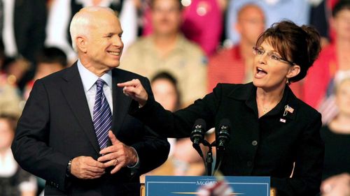 John McCain and Sarah Palin campaigning together in 2008.