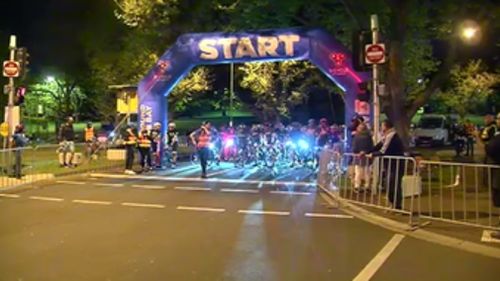 The start line for Around The Bay this morning. (9NEWS)