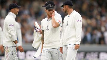 England&#x27;s Ben Stokes and team-mates walk off due to rain during day four of the second Ashes test match at Lord&#x27;s, London. Picture date: Saturday July 1, 2023. (Photo by Adam Davy/PA Images via Getty Images)