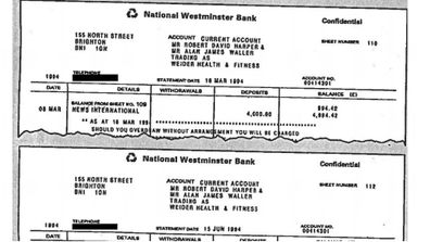 Extracts from the fake bank statements used to gain Diana's trust