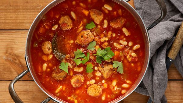 Cassoulet style sausage and bean soup