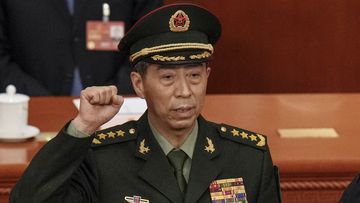 Newly elected Chinese Defence Minister Gen. Li Shangfu takes his oath during a session of China&#x27;s National People&#x27;s Congress (NPC) at the Great Hall of the People in Beijing on March 12, 2023.  