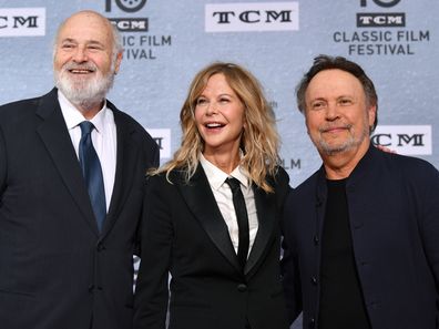 Rob Reiner, Meg Ryan and Billy Crystal at the 30th anniversary screening of When Harry Met Sally at the 2019 TCM Classic Film Festival on April 11, 2019 in Hollywood, California.
