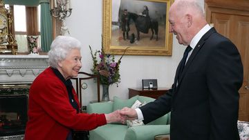 General Sir Peter Cosgrove, the Governor-General of Australia, meets Queen Elizabeth II during a private audience in the Drawing Room at Balmoral