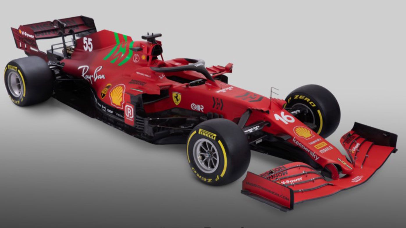 The Ferrari SF21, to be driven by Charles Leclerc and Carlos Sainz in 2021.