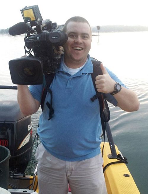 Cameraman Adam Ward was recently engaged to a co-worker. (Supplied)