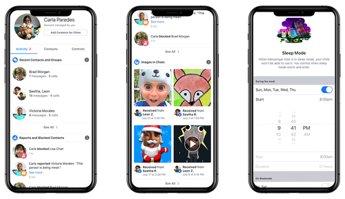 This is the Parents Dash of the Facebook Messenger app for kids.