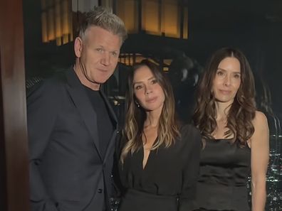 Gordon Ramsay, wife Tana, right, and Victoria Beckham celebrate the launch of his new Netflix documentary Being Gordon Ramsay.