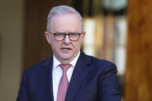 Prime Minister Anthony Albanese during a press conference at Parliament House in Canberra on Monday 30 March 2026. fedpol Photo: Alex Ellinghausen