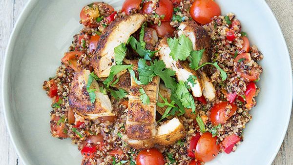 Nadia Lim's Mexican chicken with spiced vegetable, coriander and lime quinoa