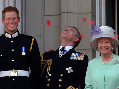 Queen Elizabeth with Harry and Andrew