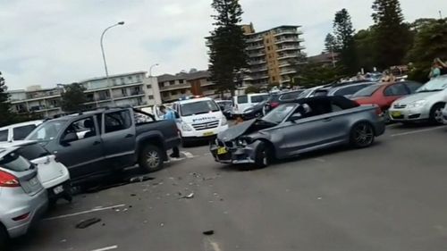 It ploughed into parked cars, injuring one driver sitting in her parked vehicle.