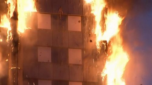 The apartment is covered in the same material as London's Grenfell Tower, where 71 people died in an inferno last year. (9NEWS)