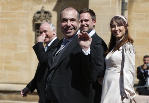 Rick Hoffman arrives for the Royal Wedding unaware that he'll cop a backlash for what happens inside. Picture: PA