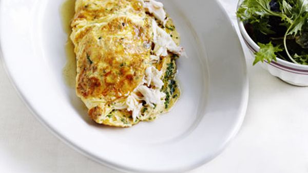 Crab and herb omelette