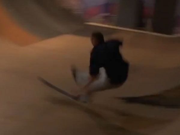 Skater saves youngster from flying board