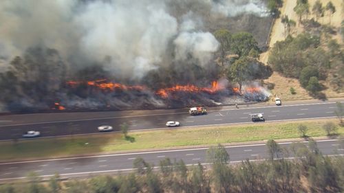 Grass fire at Orchard Hills, Sydney.