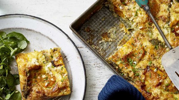 Scott Gooding's easy pumpkin, asparagus and goat's feta frittata recipe